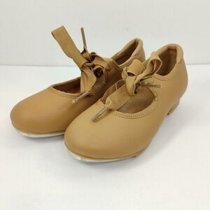 Tap Shoes Heeled with Elastic band and Bow Tan size 11 C